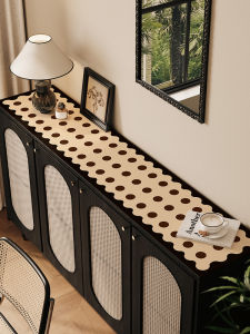 2025 New Luxury Dustproof Table Mat TV Cabinet Console Table Pad Entranceway Shoe Cabinet Pad round Circle Pattern Leather