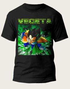 Bandai | 2025 Dragon Ball Classic Character VEGETA Letter Printed Black Loose Fit Bestseller Super Interior Large T-shirt Camisetas