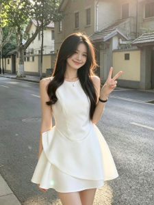 SUHUIQIAN | Đầm Hôn Waist-Hugging Phong Cách Pháp Mùa Hè Không Tay
