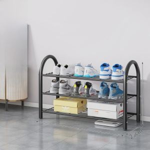 Luxurious Indoor Doorway Simple Metal Shoe Rack Household Storage Organizer for Dormitory Multi-layer Slim Shoe Shelf