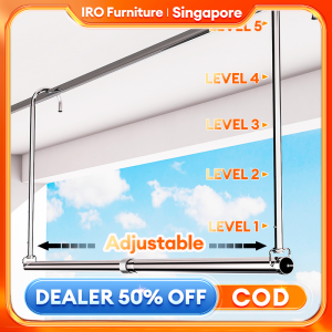 【SG Stock】IRO fit HBD  Clothes Hanger Nordic clothes rack Balcony Stainless Steel Clothes Drying Rack Adjustable Height & Length Laundry Rack Can Bear 50KG Nordic Style Ins Style Laundry rack