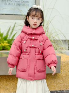 Princess Style Thickened down Jacket for Girls Baby Winter Coat Warm Polyester Fiber White Duck down Filling Mid-Length