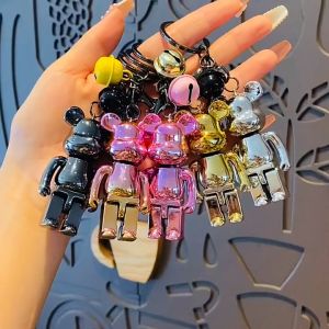 Móc Khóa BearBrick Ombre Kèm Chuông Tráng Gương Cao Cấp MK1