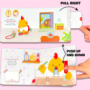 BEAR TALE Roosters Early Wake-U Preschool Habit Development Picture Book Childrens Mechanism Opening Book For Kids Educational 10Pages