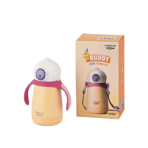 LocknLock Baby Cartoon Straw Water Bottle Childrens Thermal Cup Kindergarten Kids Drinking Cup Stainless Steel 201-300ml