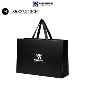 MENSPE Gift Bag Black Paper Gift Bag With Handle Men Gift Tote Bag Luxury Gift Packaging Bag Birthday Business Gift Bag 2 Sizes