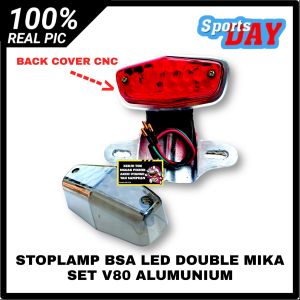 STOPLAMP BSA LAMPU STOP BELAKANG HONDA CB BSA DIAMOND LED DOUBLE MIKA BACK COVER CNC IMPORT SET V80 ALUMUNIUM