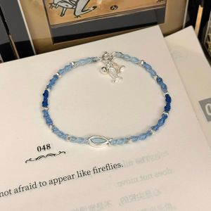 Handwoven Gradient Blue Fish Rope Bracelet Unique Design Elegant Versatile Handmade Gift for Besties Animal Pattern Fashion Jewelry