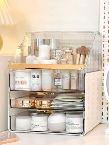 Large Capacity Cosmetic Storage Box Dustproof Desktop Makeup Organizer Lipstick Eyebrow Pencil Arrangement Case Modern Simple Style