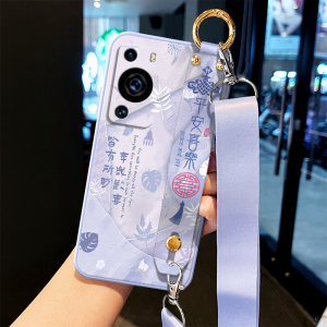Applicable to Huawei P60 Phone Case P60pro New Arrival P50e Fancy P40 Soft Silicone P30 Wrist Strap Bracket P20 Drop-Resistant Pro All-Inclusive Protective Case Couple Female Crossbody Neck Rope Strap