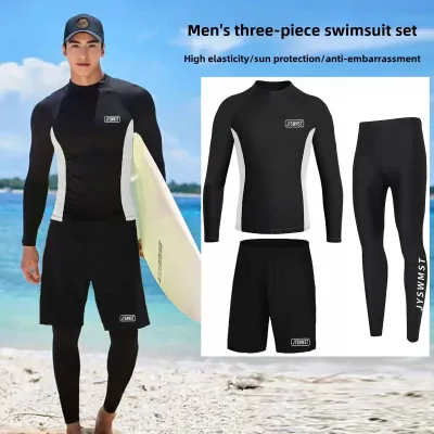 Mens Surfing Swimwear Sun Protection Long Sleeve Two-Piece Dry Fast Jellyfish Suit Snorkeling Wetsuit Full Body Hot Spring Suit