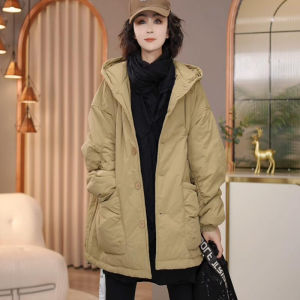 Trendy Thickened Warm Cotton Jacket Womens Loose All-Match Hooded Cotton Coat Outerwear Korean Style Autumn Winter New Arrival