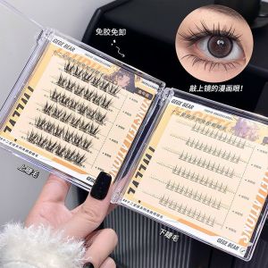 Natural Looking Fake Eyelashes Glue Free Easy to Apply Upper And Lower Cartoon Beginner Friendly Lazy Three Step Series