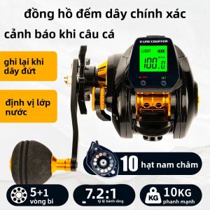 Máy Câu Điện Tử Màn Hình Lớn Tốc Độ Cao 7.2:1 10kg Chống Nước Cho Nước Mặn Và Nước Ngọt Máy Câu Cá Tay Phải
