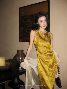 Zuiwo New Chinese-Style Qipao Dress Light Luxury Dark Embossed Pattern
