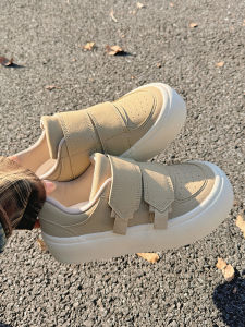 Autumn and Winter Womens Shoes Thick Sole Vintage Skateboard Shoes Womens 2024 New Velcro Shoes Easiest for Match Niche Style Casual Bread Shoes