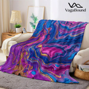 BILIBILI | Purple Gold Marble Flannel Blanket Warm Soft Halloween Christmas Decorative Couch Warm Cozy All-Season Gift