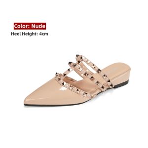 MIFEI | Stylish Rivet Pointed Toe Increased Height Mule Sandals