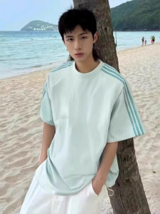 OUMULONG | Mint Stripe Clean Fit Short Sleeve T-Shirt