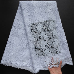 French High-End White Floral Rope Lace - Swiss Elegant Embossed Rope Lace Fabric Suitable for Wedding Dresses and Evening Gowns