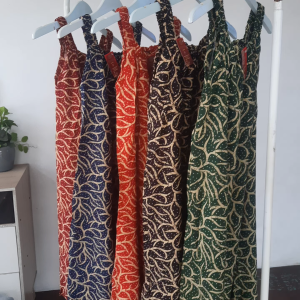 etnik fashion batik Ony daster L yukensi u can see tanpa lengan tali lingkar dada karet pita akr