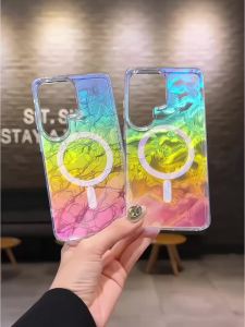 Luxury Aurora Gradient For Magsafe Case for Samsung Galaxy S26 Ultra S25 Ultra S24 Plus S23 FE S25 Magnetic Colorful Laser Cover