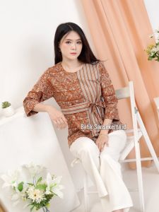 Blouse Batik Wanita Kerja 272 MJN Bata by Batik Sansekerta.id - Baju Atasan Kantor