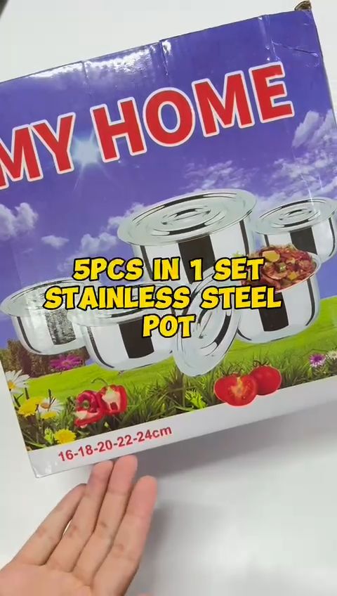 Home2U 5 In 1 Stainless Steel Conditioning Food Stock Pot With Lid Periuk Masak Food Storage Indian Pot