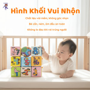 Bộ Đồ Chơi Vải Mềm Hình Khối Vui Nhộn Cho Bé - Giúp Làm Quen Tiếng Anh Cơ Bản Kích Thích Thị Giác