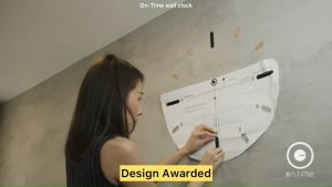 On-Time wall clock นาฬิกาไม่เจาะผนัง v2m ดำ ขนาดติดตั้ง 56 Cm. นาฬิการางวัลออกแบบ