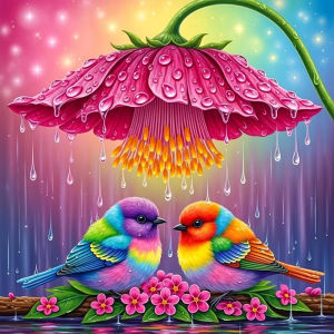 Oil Painting By Numbers Rainy Floral Bird Number Drawing Canvas DIY Pictures By Numbers Home Decor