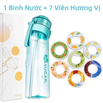 Bình Nước Có Hương Vị 650ml Với Các Viên Nang Hương Vị Bộ Cốc Nước Tritan Mờ Dành Cho Các Hoạt Động Ngoài Trời Cắm Trại Câu Cá Có Ống Hút