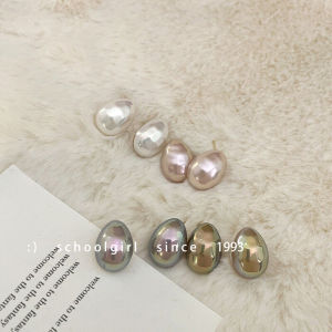 Four-Color 925 Silver Needle Waterdrop Imitation Mabe Pearl Earrings French Vintage Versatile Elegant Fashion Jewelry
