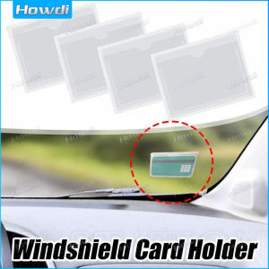 【Howdi Car Outlets】Car Windshield Transparent Card Holder Parking Pass Label Set Portable Adhesive Protective Film Cards Identification Card Holder