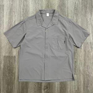 American High Street Retro Casual Short Sleeve Shirt Mens Summer Water-Resistant Loose Workwear Shirt Jacket Top Trendy