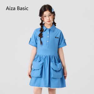 Aiza basic | Retro School Style Shirt Dress with Utility Pockets