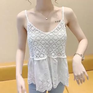 Sleeveless Hollow Camisole Summer Short Knitted Tops for Women New Style 2024