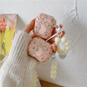 Adorable Rabbit Flower Airpods pro 2 Silicone Protective Case Bracelet Compatible with 2nd 3rd Generation Apple Wireless Bluetooth Earphone Shell