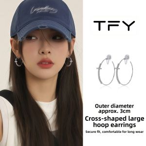 TFY | Big Circle Cross Ear Cuff Earrings