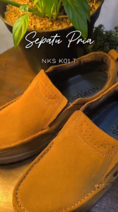 Footwear Sepatu Kasual Kulit Nubuck Slip On Pria Nukus Cokelat Tan - NKS K 01 JH