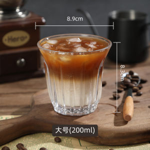 Glass Coffee Cup Dirty Latte Cup Ice Americano White Milk Striped Cup Espresso Cup Small Bomber Glass Beverage Diningware