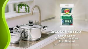 3M™ Scotch-Brite® Tough Clean Anti-Bacteria Sabut Spons 1 pak/ 5 pcs Untuk membersihkan peralatan dapur