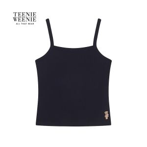 Teenie Weenie BearNova2025 Autumn New Womens Fashion Slim Fit Strap Vest Simple Style Asymmetric Cotton T-Shirt for Teens