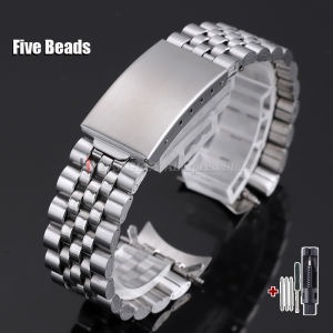 Stainless Steel Watch Band Curved End 18mm 20mm for Rolex Datejust for Seiko Folding Buckle Men Women Bracelet Watch Accessories