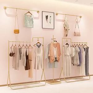 Window Floor Golden Apparel Display Rack