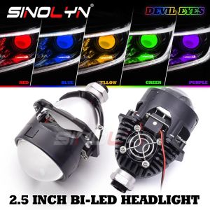 2pcs 80W 2.5 Bi LED Projector Headlamp Lens White Yellow 4300K 6000K With Demon Eye High/Low Beam LED Light For H4 H7 H1 9005 9006 Car Motorcycle Headlight Accessories Retrofit