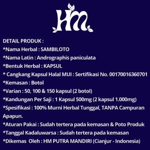 Herbal Murni - SAMBILOTO Isi 50 100 150 Kapsul daun sambiloto 100% asli murni alami original