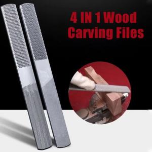 Double Sided Steel Wood Carving Rasp 4 In 1 Metal File Half Round Square Flat Woodworking Hand Tools For DIY Carpenter Gadget