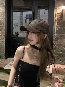 หมวกเบสบอลลายตัวอักษรสไตล์เกาหลีสำหรับผู้หญิง หมวกทรงปากเป็ดสำหรับเดินทางในฤดูใบไม้ผลิและฤดูร้อน หมวกทรงปากเป็ดทรงกลมสำหรับเยาวชน