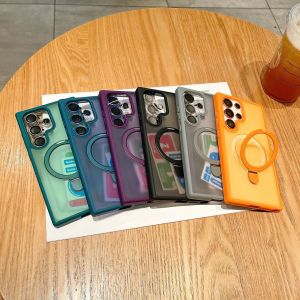 Samsung S24ultra magnetic suction bracket mobile phone case is suitable for S24plus skin matte S24 with lens film